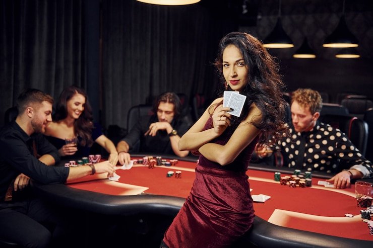 Professional live dealer conducting blackjack game at bukti4d link studio